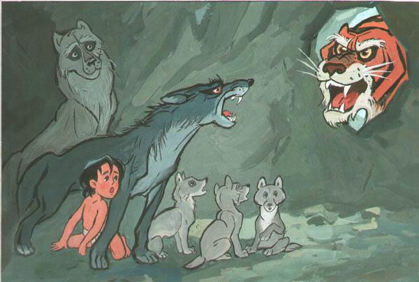 Маугли, волчья семья и голова Шер-хана