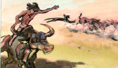 Маугли на буйволе