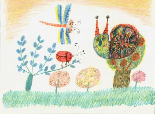 Улитка, жук и стрекоза