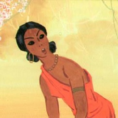 Индийская девушка у водопада