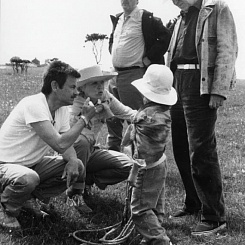 Рабочий момент съемок. А.Тарковский, Л.Александра, Т.Чельквист, А.Эдвалл, Э.Юзефсон