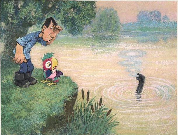 Тракторист Василий и Кеша на берегу