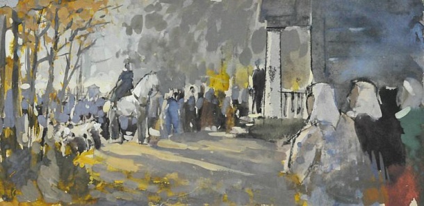 Сборы на охоту перед дядюшкиной усадьбой