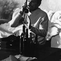 Рабочий момент съемок. Режиссер Андрей Тарковский