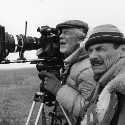 Рабочий момент съемок. С.Ньюквист, А.Тарковский