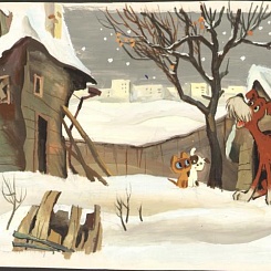 Гав, Щенок и старый пес во дворе