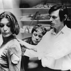 Рабочий момент съемок:  А. Тарковский, Н.Бондарчук