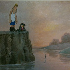 Тракторист Василий и Кеша стоят на обрыве