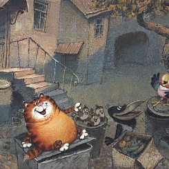 Кеша выступает перед обитателями двора (Кеша - заморский маэстро)