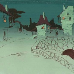 Замок на вершине скалы; панорамы улицы, города