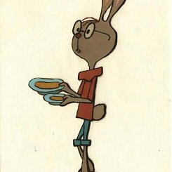 Кролик с двумя мисками