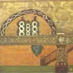 Роспись и резьба по дереву лестничных перекрытий