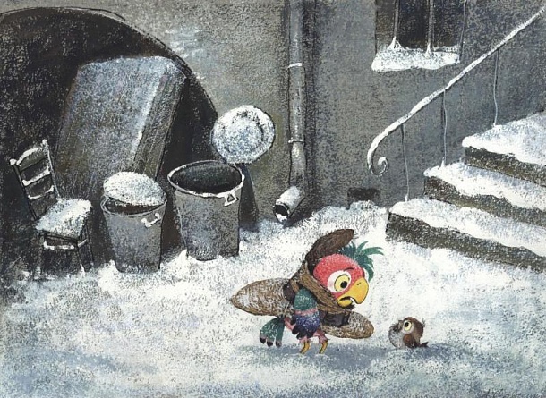 Зима. Кеша и воробей