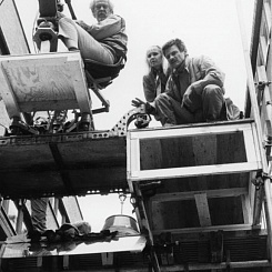 Рабочий момент съемок. С.Нюквист, Л.Александр, А.Тарковский