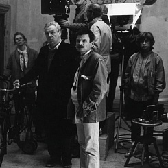 Рабочий момент съемок. А.Тарковский, С.Ньюквист, Л.Александр, Э.Юзефсон