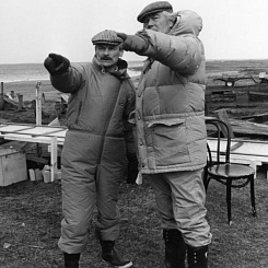 Рабочий момент съемок. А.Тарковский, С.Ньюквист