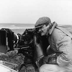 Рабочий момент съемок. Режиссер Андрей Тарковский