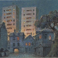 Кеша на дереве во дворе дома