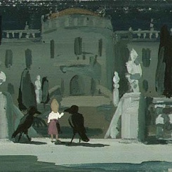 Герда с воронами в дворцовом парке