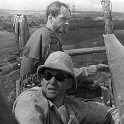 Режиссер С.М.Эйзенштейн, актер Н.К.Черкасов во время съемок фильма