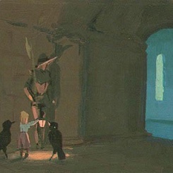 Герда с воронами перед стражником